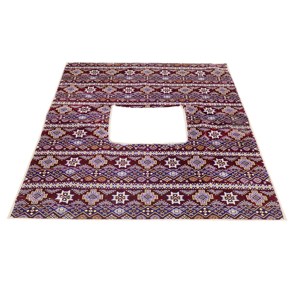 3x3m Fire Pit Rug - Red x Blue Star