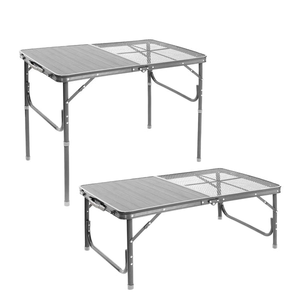 Aluminum table, half aluminum surface, half mesh, 60 * 45