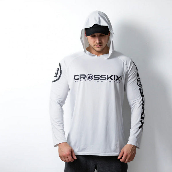 CROSSKIX HOODED LONG SLEEVE ATHLETIC PERFORMANCE SHIRT - UPF30