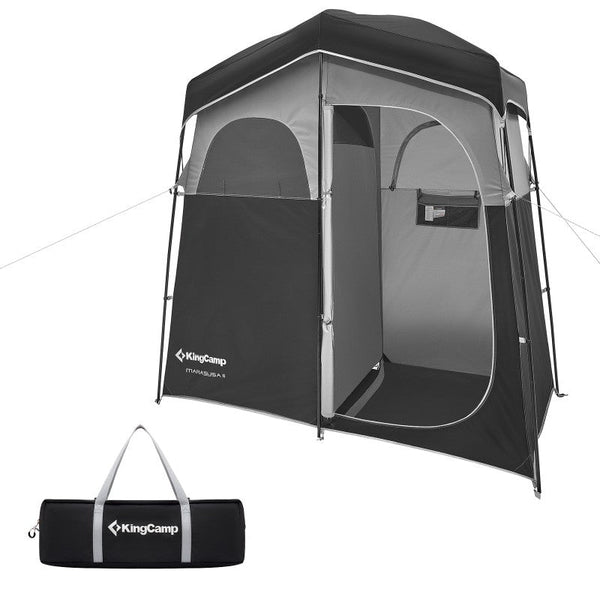 KingCamp Double Room Camping Shower Tent - Black/Mediumgrey KT2003